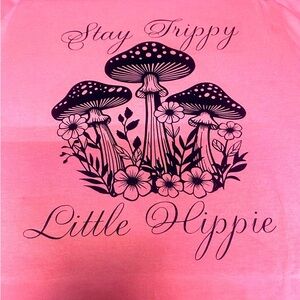 Stay Trippy Little Hippie Graphic Tee (Coral not Pink)